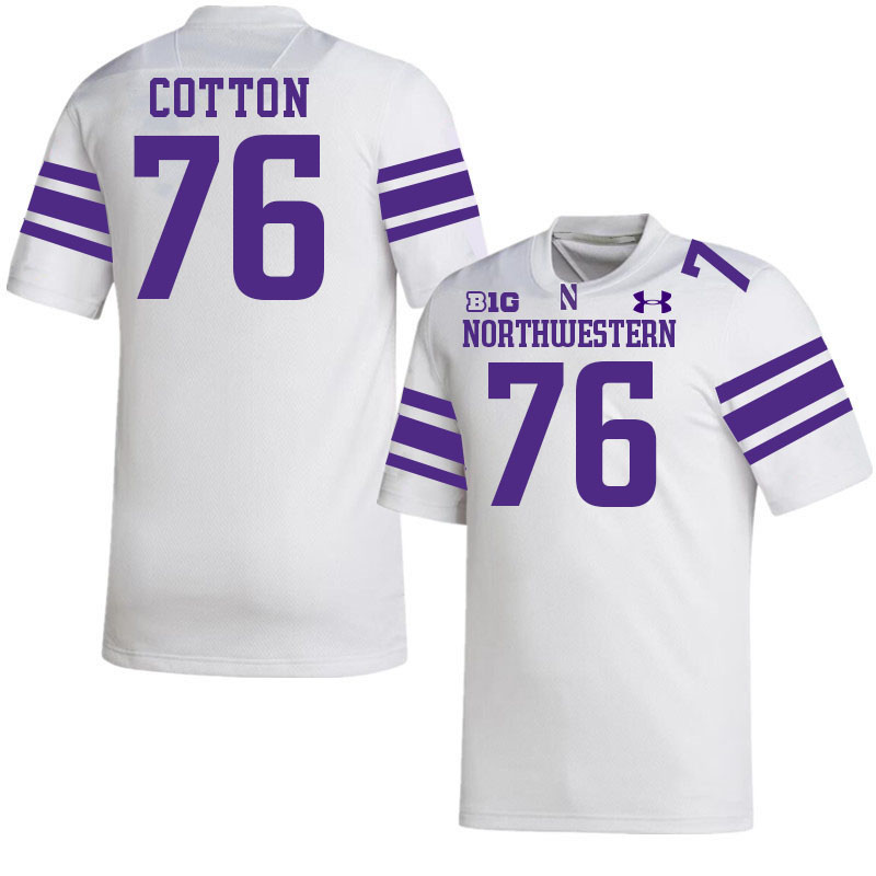 Northwestern Wildcats #76 Idrys Cotton College Football Jerseys Stitched-White